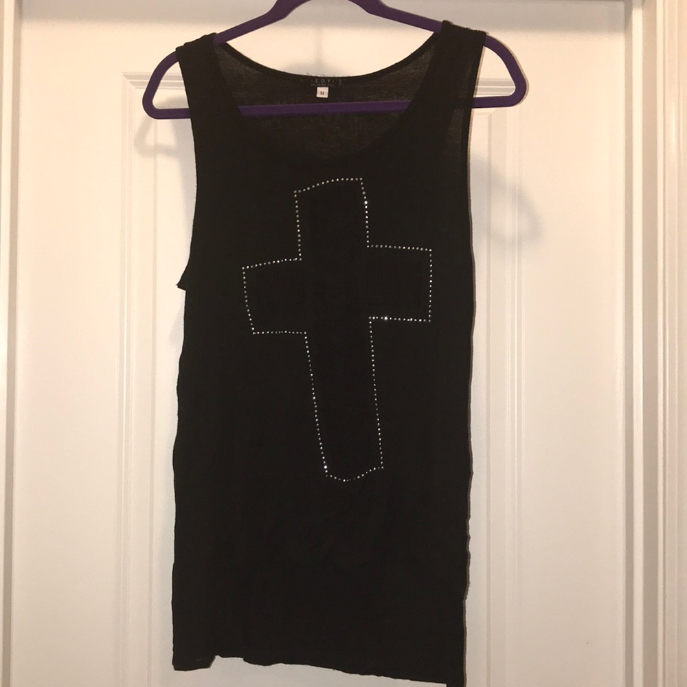 Black and sliver cute cross tank